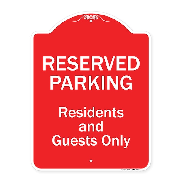 Reserved Parking Residents And Guests Heavy-Gauge Aluminum Sign, 24" x 18", RW-1824-9767